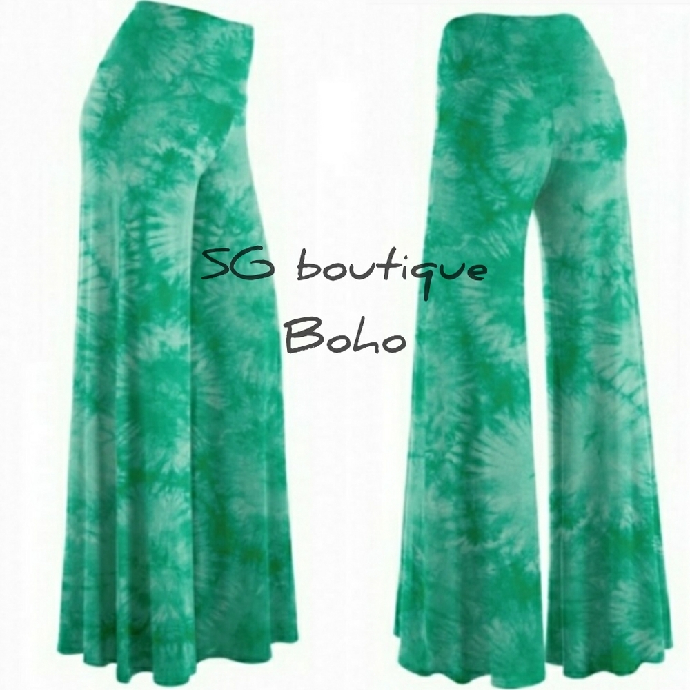 🆕⭐ Plus Boho Green tie dye wide leg yoga pants⭐